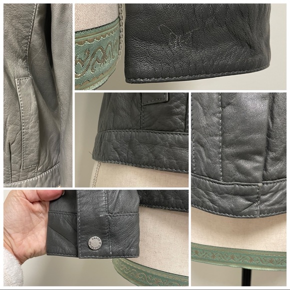 Zadig and Voltaire Gray Leather Leah Moto Jacket Medium Zip Up Lined RUNS SMALL - Picture 12 of 12